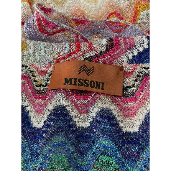 Missoni 'Mare' White Crochet-Knit Striped Metallic Mini Dress Size 10 - Picture 3 of 5